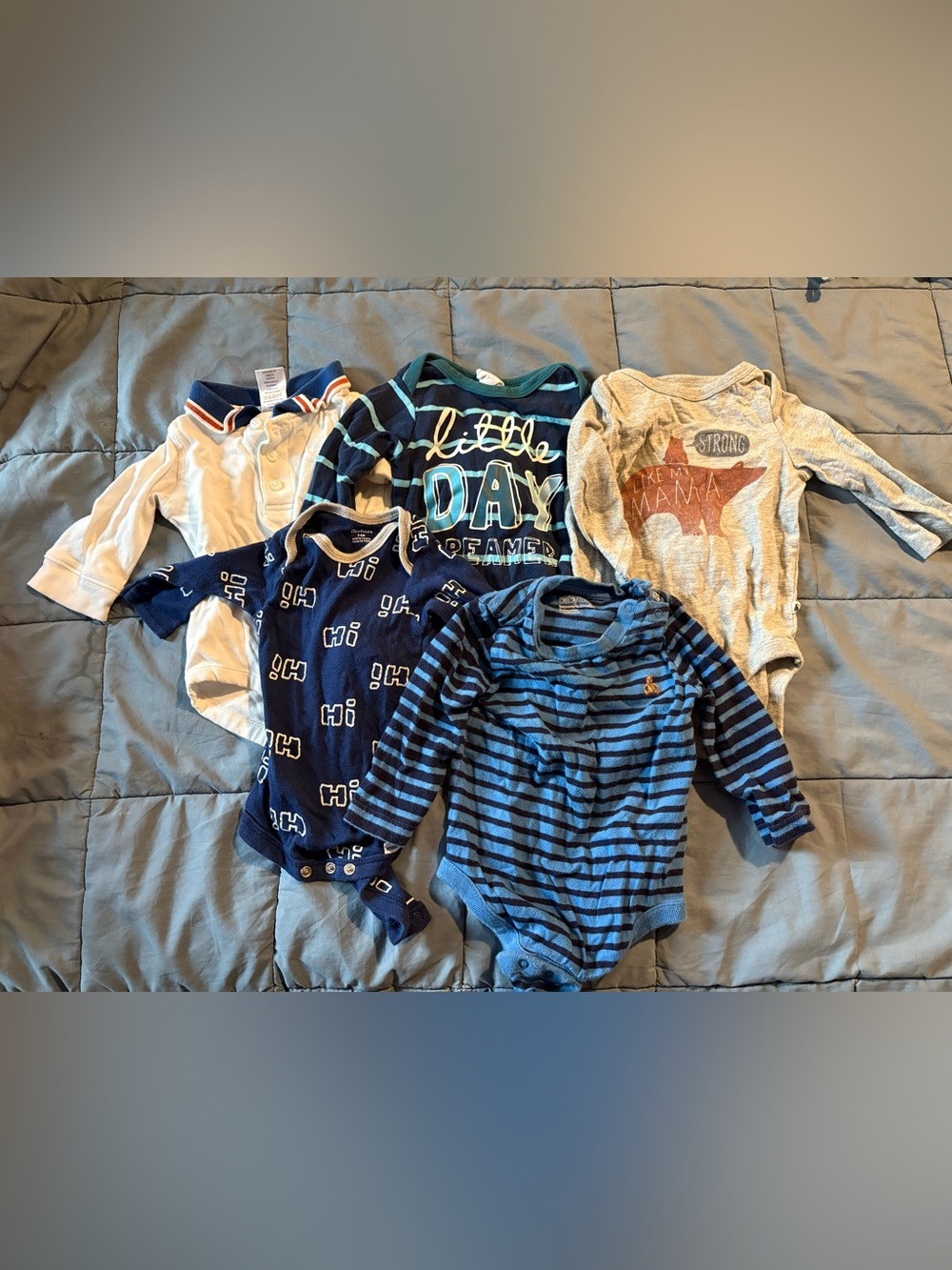 Lot of 5 long sleeved 6m baby onesies